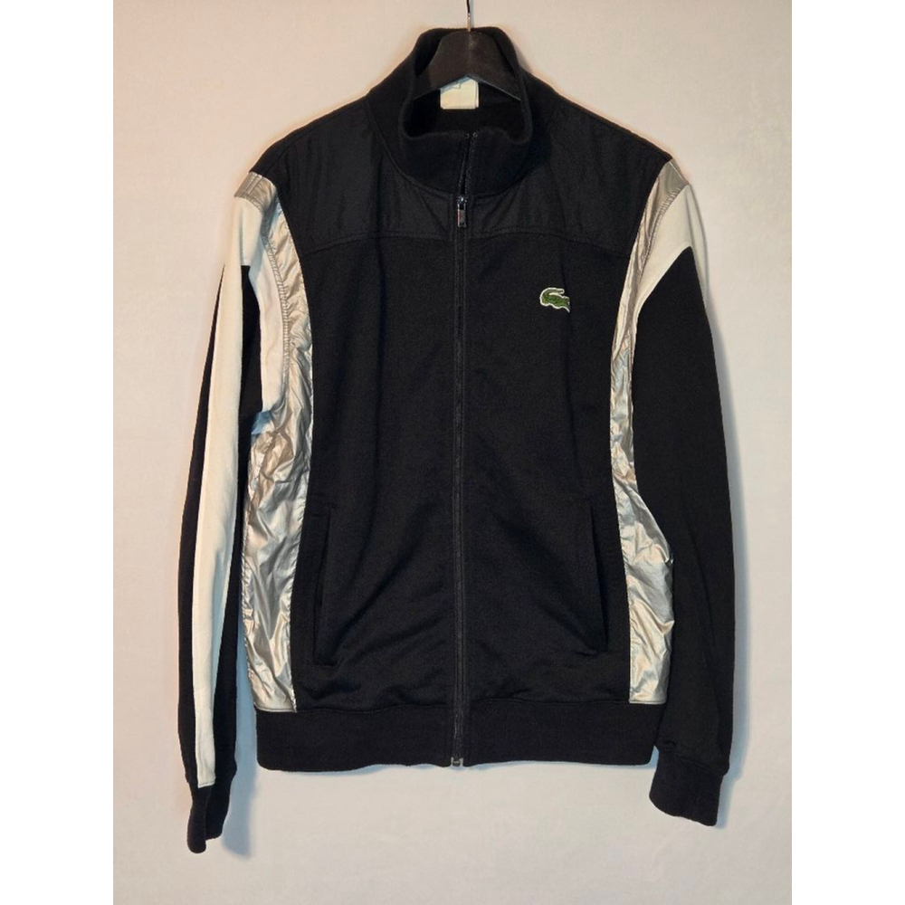 Vintage Lacoste Sport Mens Track Jacket Size 4, Black/Silver
